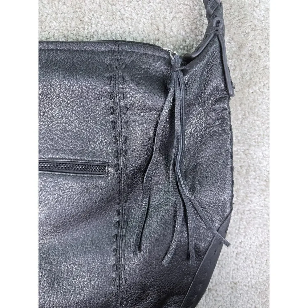 Chi by Carlos Falchi BLACK GENUINE LEATHER AND SHOULDER BAG HOBO PURSE